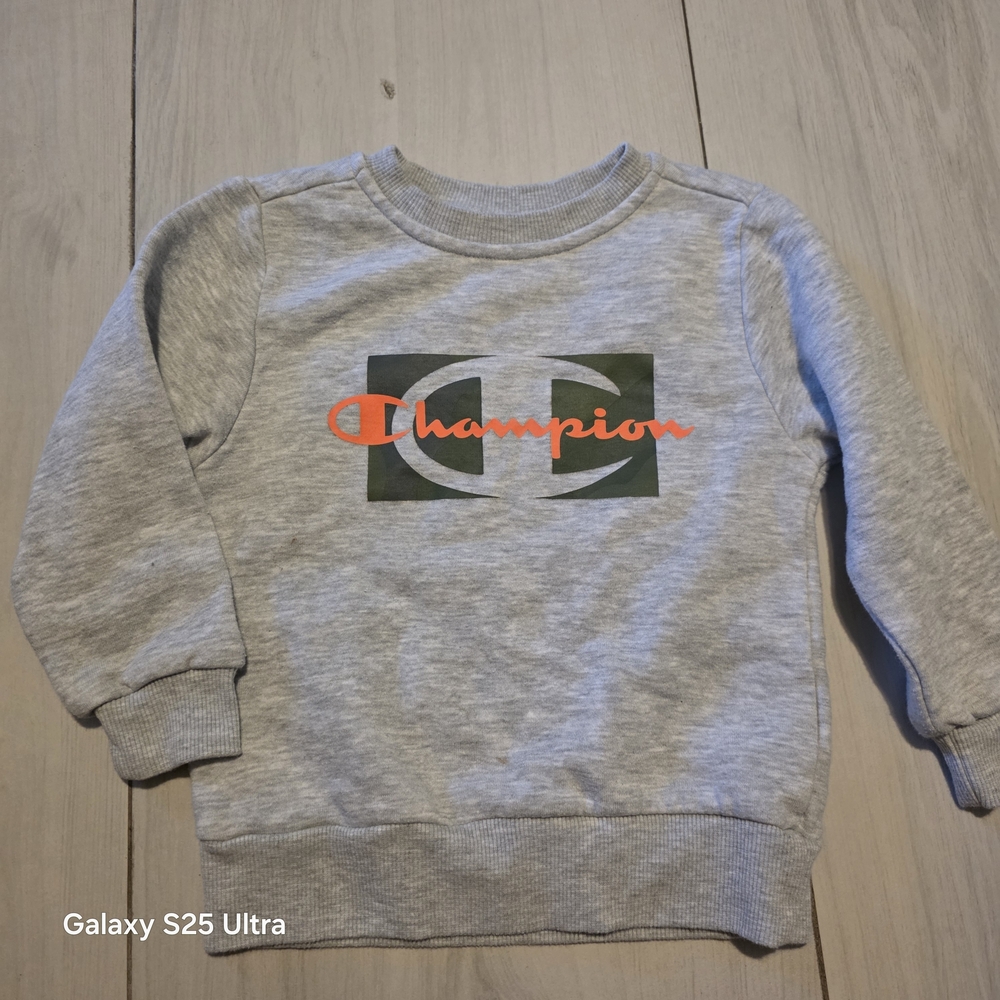 Champion Kids Light Gray Sweatshirt with Orange Logo